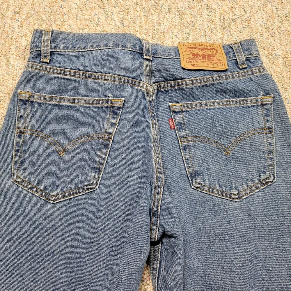 Levis 505 Regular Fit Jeans Mens 33x34 Blue Straight Leg Medium Wash Denim